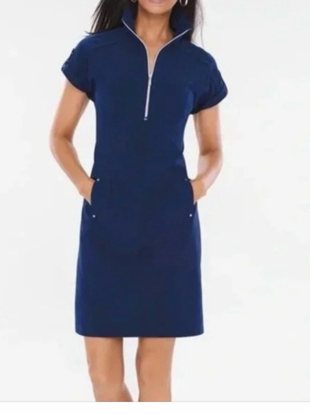 Chico’s Zenergy UPF Knit Half Zip Dress Blue (XL)